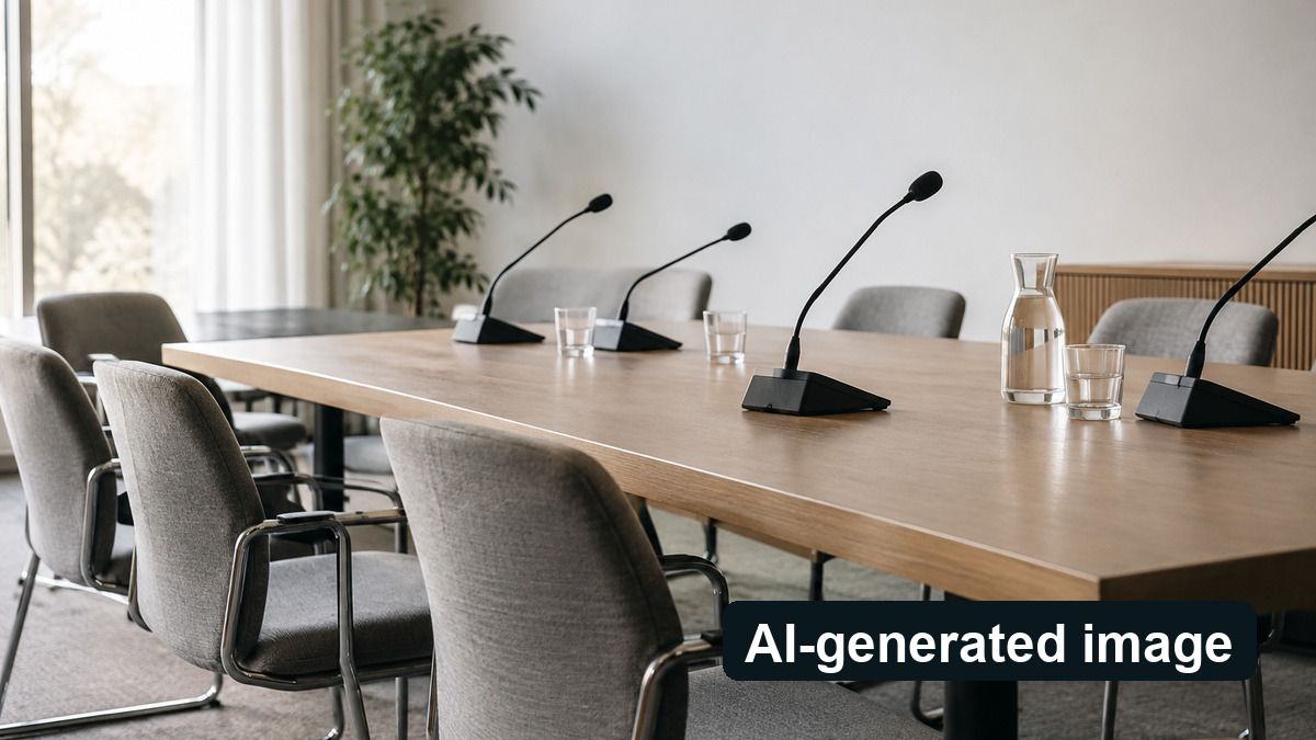 Conceptual image of an empty discussion room, not the actual venue