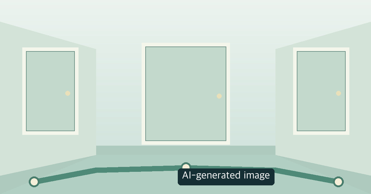 AI-generated image of an unoccupied care corridor and room illustrating post-discharge coordination