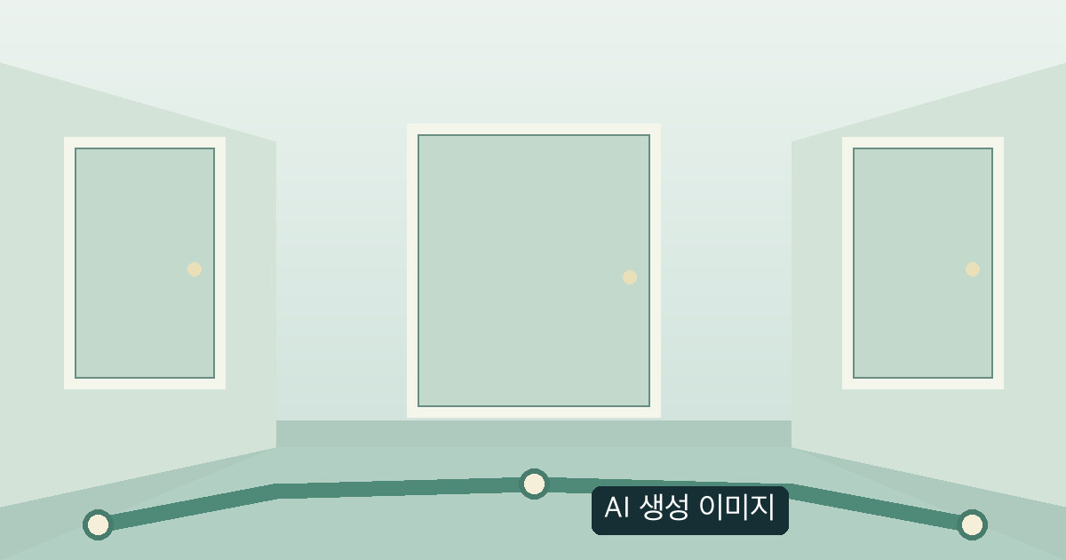 퇴원 후 지역사회 연계를 상징하는 비어 있는 복도와 방의 AI 생성 이미지