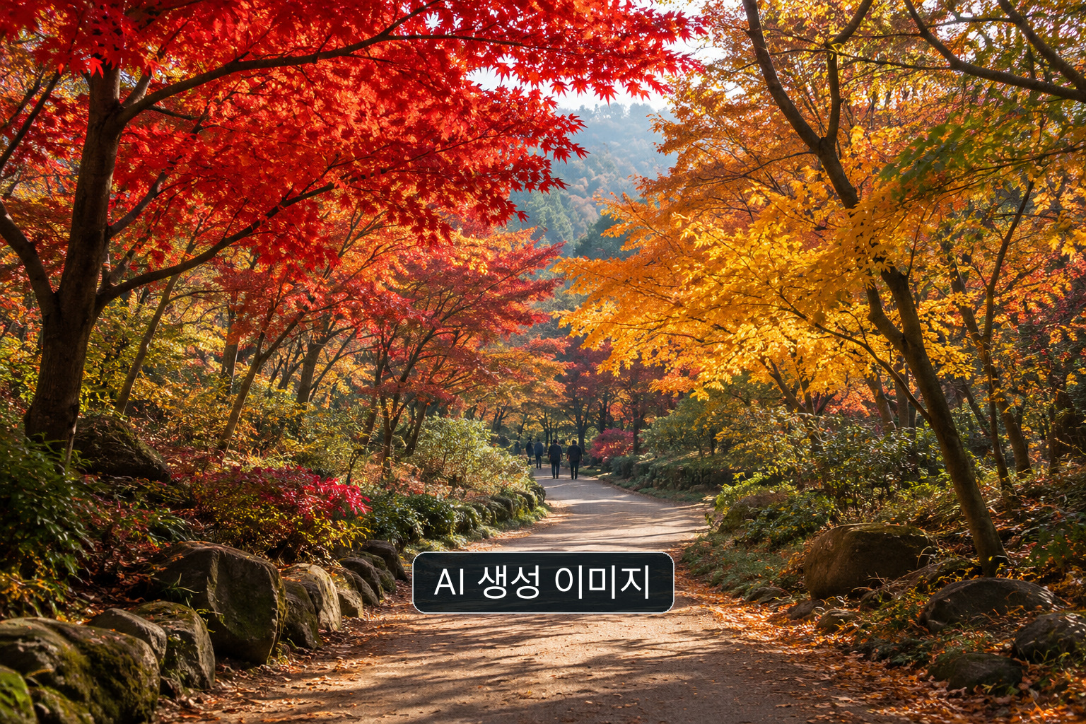 가을빛 나무와 숲길의 풍경