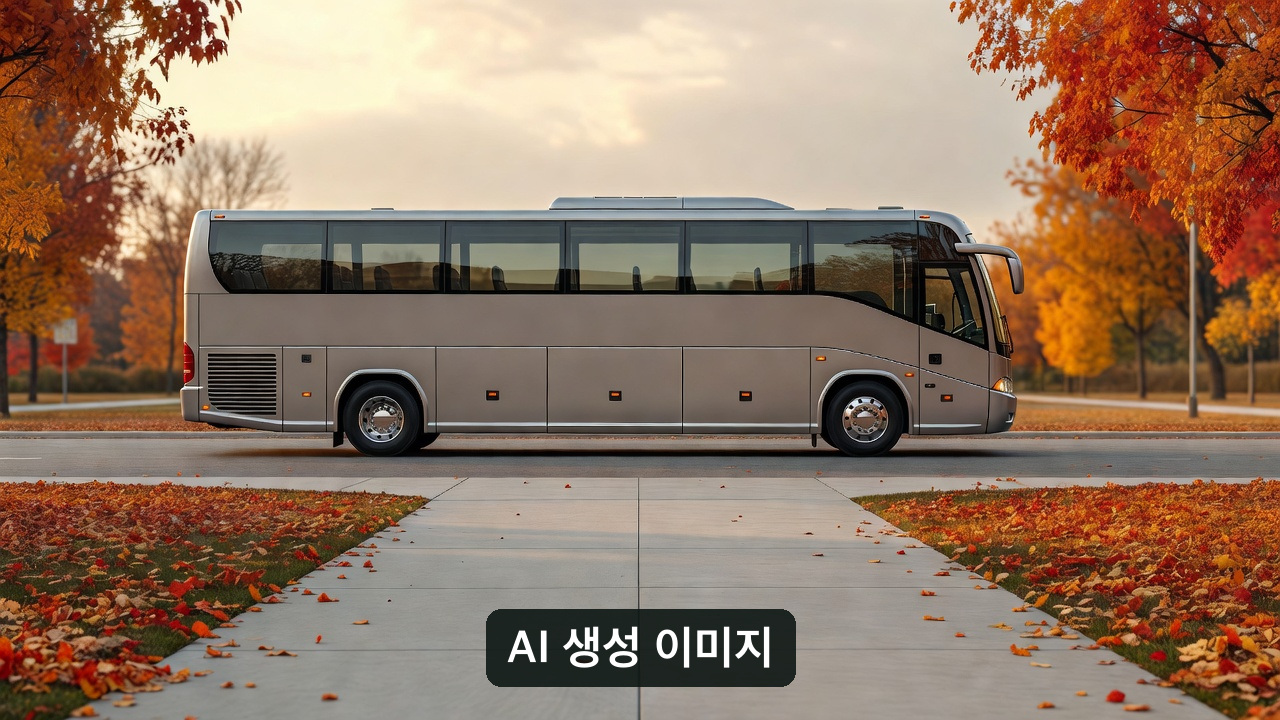 AI 생성 설명용 정차 버스 장면: 실제 단속 장소나 특정 관광지의 사진이 아님