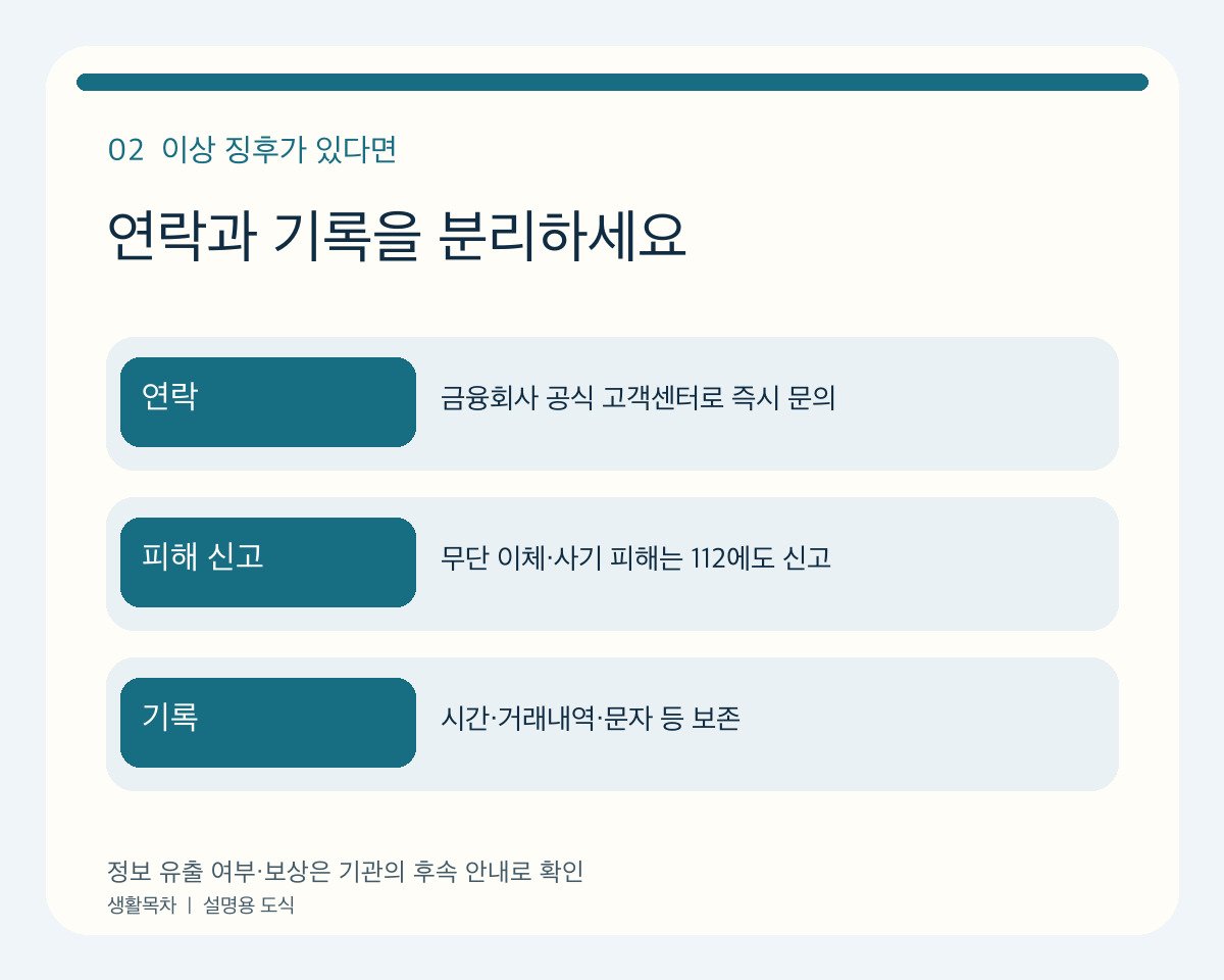 코드로 그린 설명용 도식: 은행 연락, 범죄 신고, 기록 보존