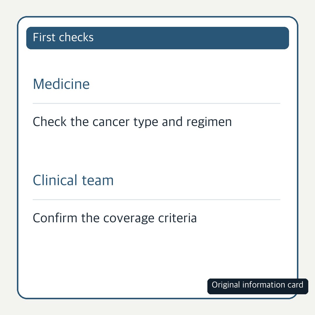 Original information card distinguishing the therapy groups