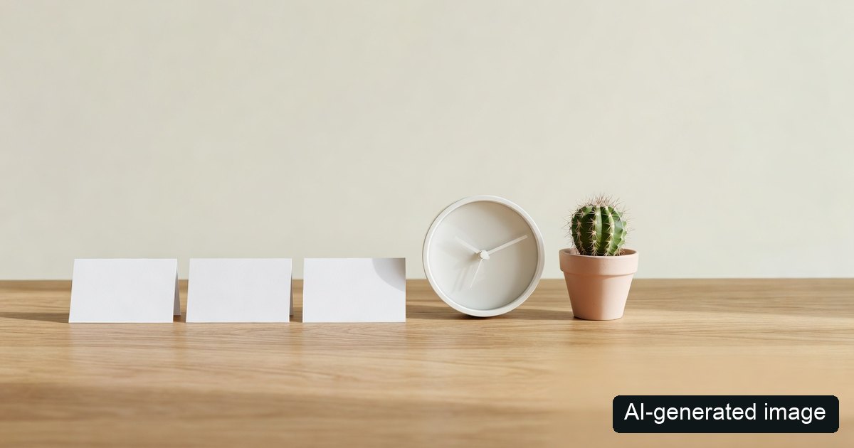 AI-generated image: blank cards, unmarked clock and cactus illustrating time checks; not real travel documents