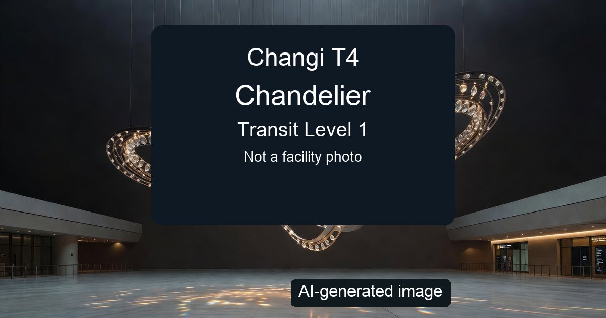 AI-generated image: a generic airport art installation, not a photograph of Changi T4's Chandelier