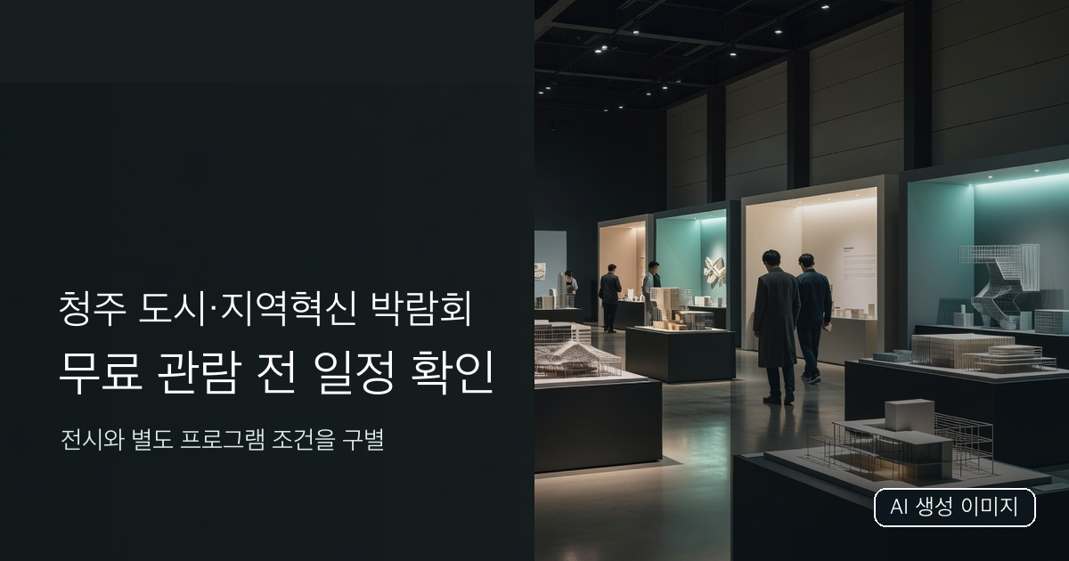 청주 박람회 방문 계획을 표현한 AI 생성 상징 이미지. 실제 전시장 사진이 아닙니다.