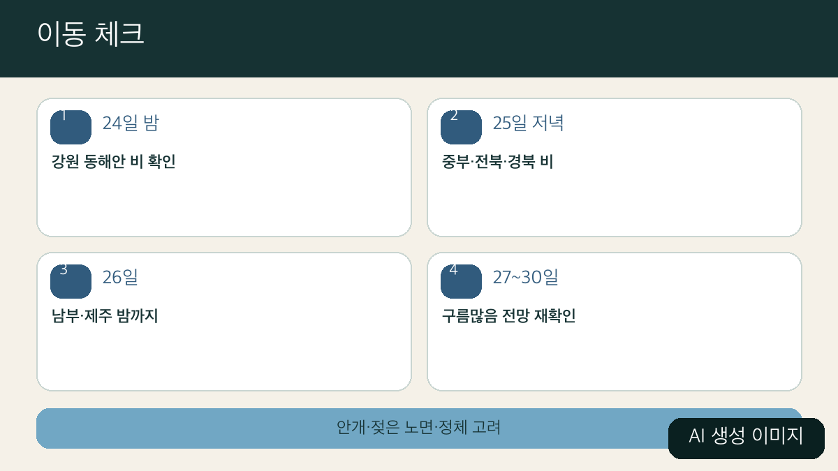 추석 귀성·성묘 전에 확인할 날짜별 날씨와 교통 항목을 정리한 AI 생성 이미지