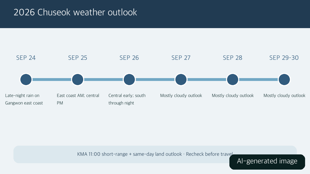 AI-generated timeline of the September 24–30 Chuseok weather outlook
