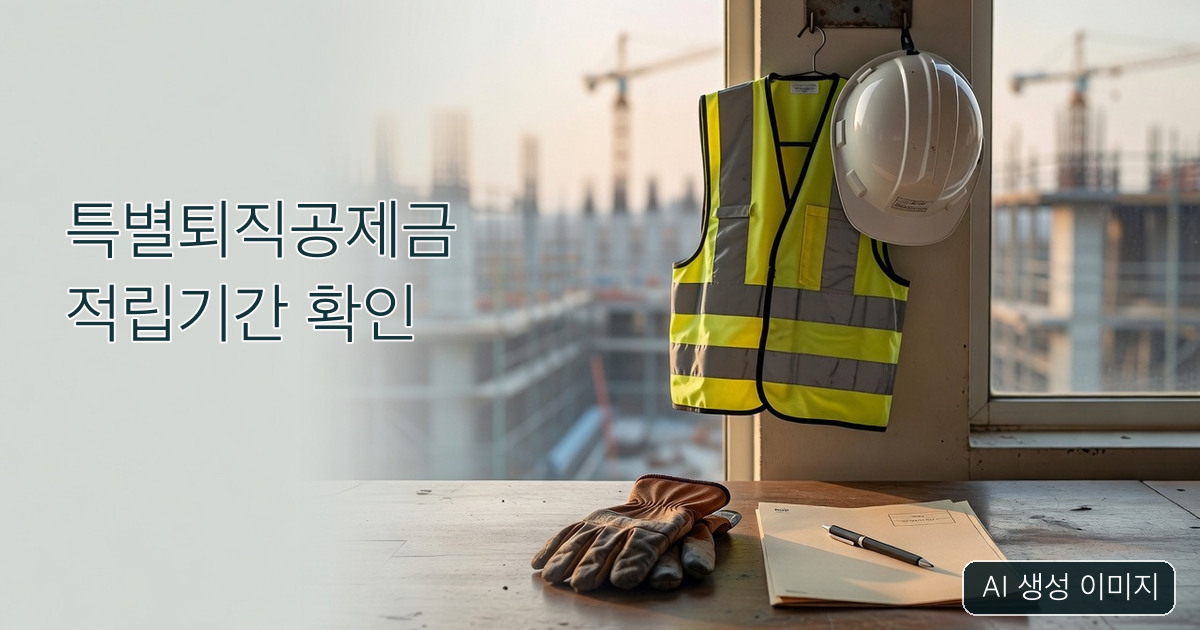 안전모·작업장갑·빈 서류를 놓은 AI 생성 설명 이미지. 실제 공제회 신청서나 수급 사례 아님