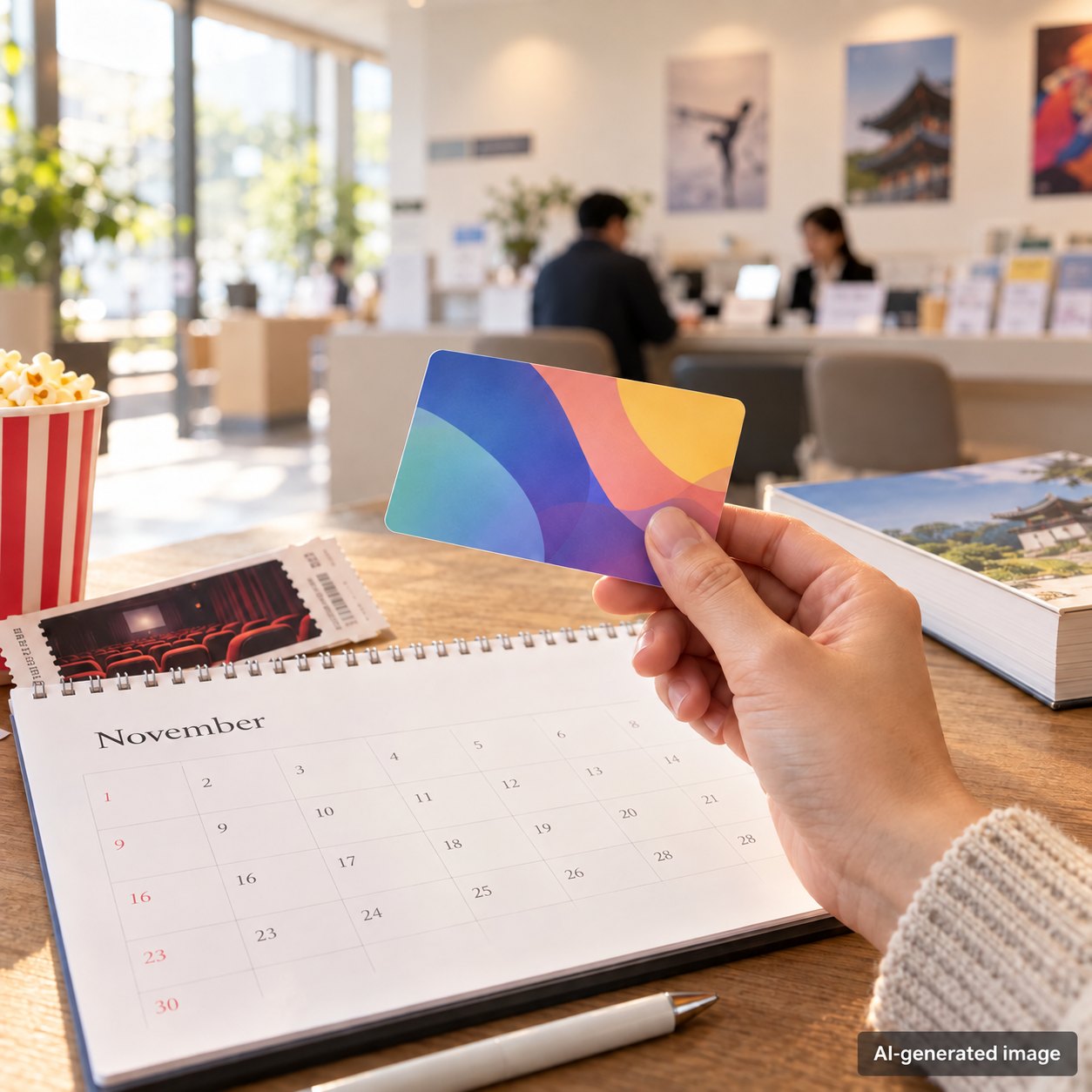 AI-generated conceptual image of a generic card and calendar; not an actual Culture Nuri Card