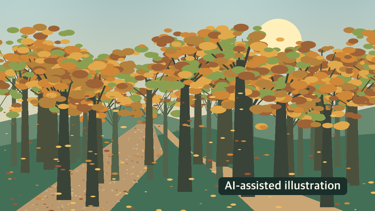AI-assisted illustration of two generic woodland paths with different apparent lengths; not a site photograph or navigational map