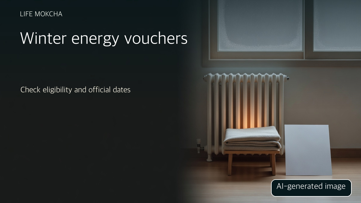 AI-generated conceptual image of home heating; not a real voucher or utility bill