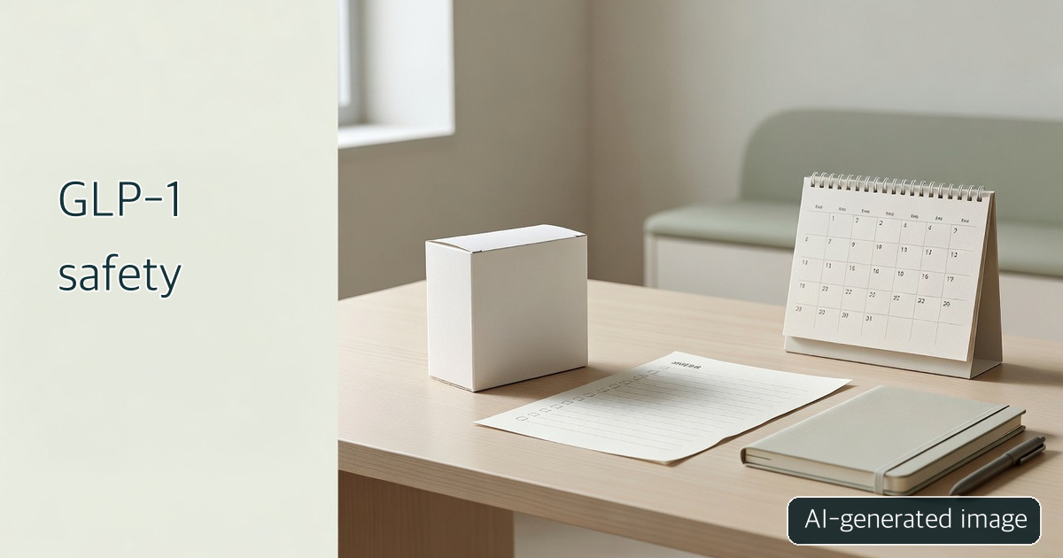 AI-generated conceptual desk and unlabelled medicine box; not a photograph of a real product or patient