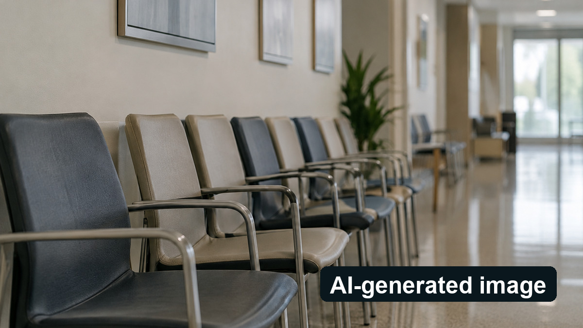 AI-generated image: Generic waiting area, not an actual examination site