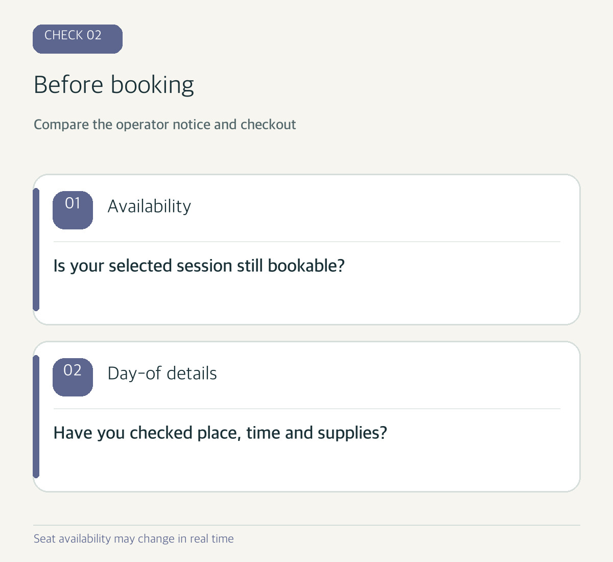 Code-drawn diagram: check available seats, time and venue before booking