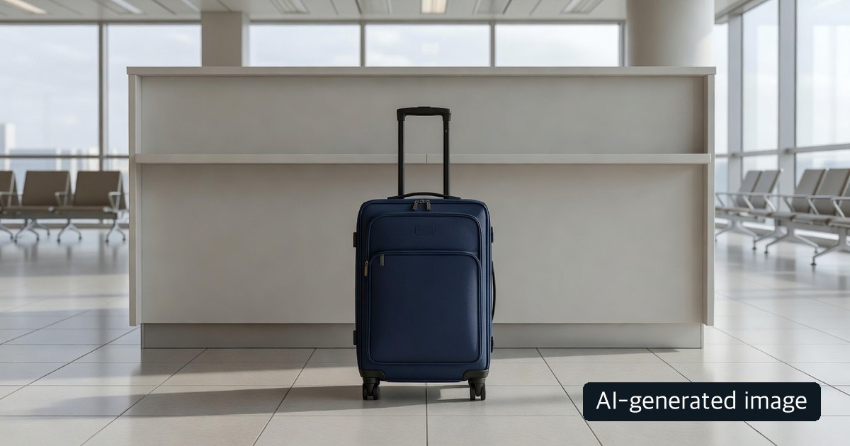 AI-generated generic airport baggage-storage scene, not an actual Haneda facility; AI-generated image mark at lower right