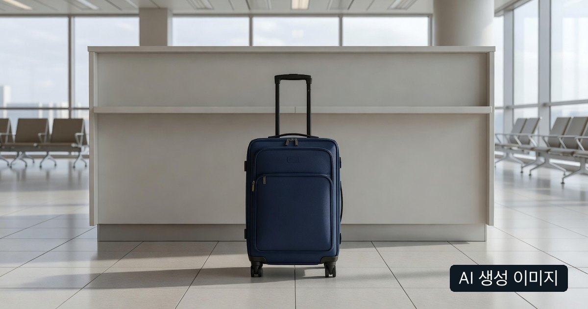 실제 하네다공항이 아닌 AI 생성 일반 공항 짐보관 장면, 우하단 AI 생성 이미지 표시