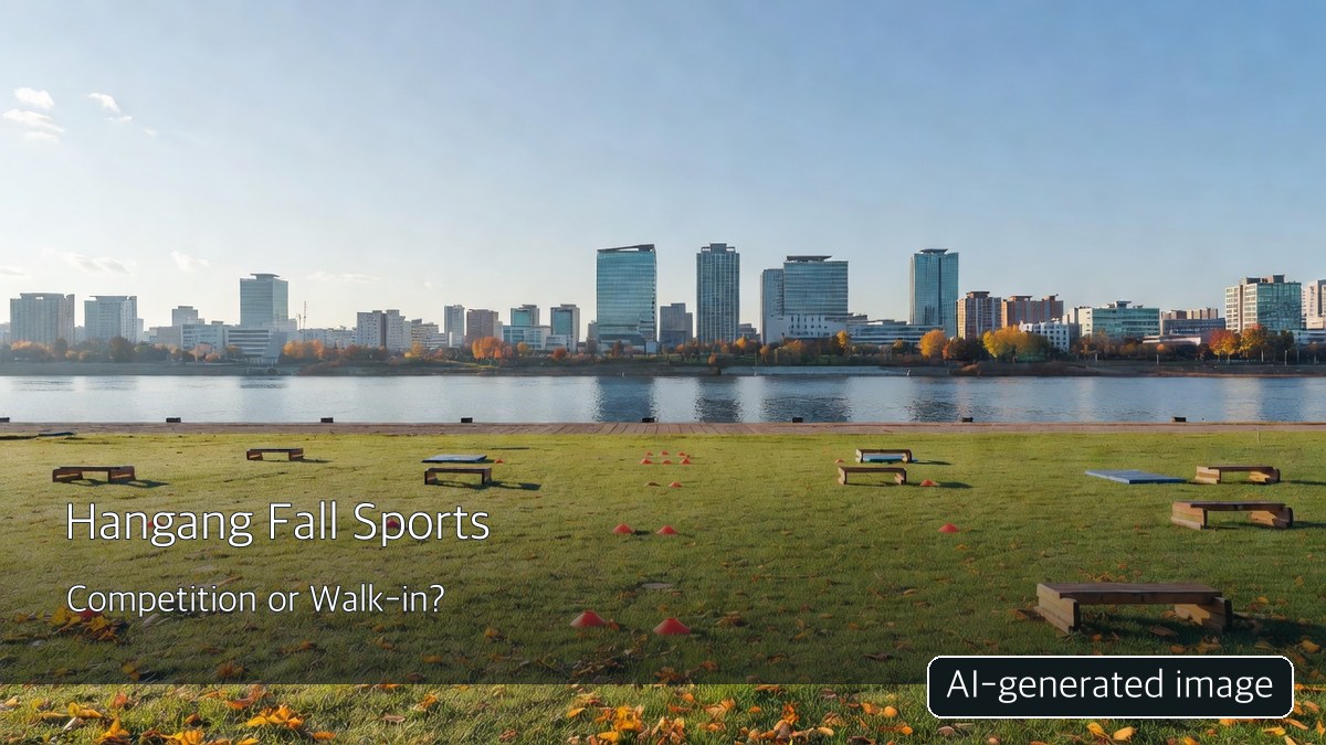 AI-generated generic riverside park, not an actual image of the festival layout; AI-generated image label at lower right