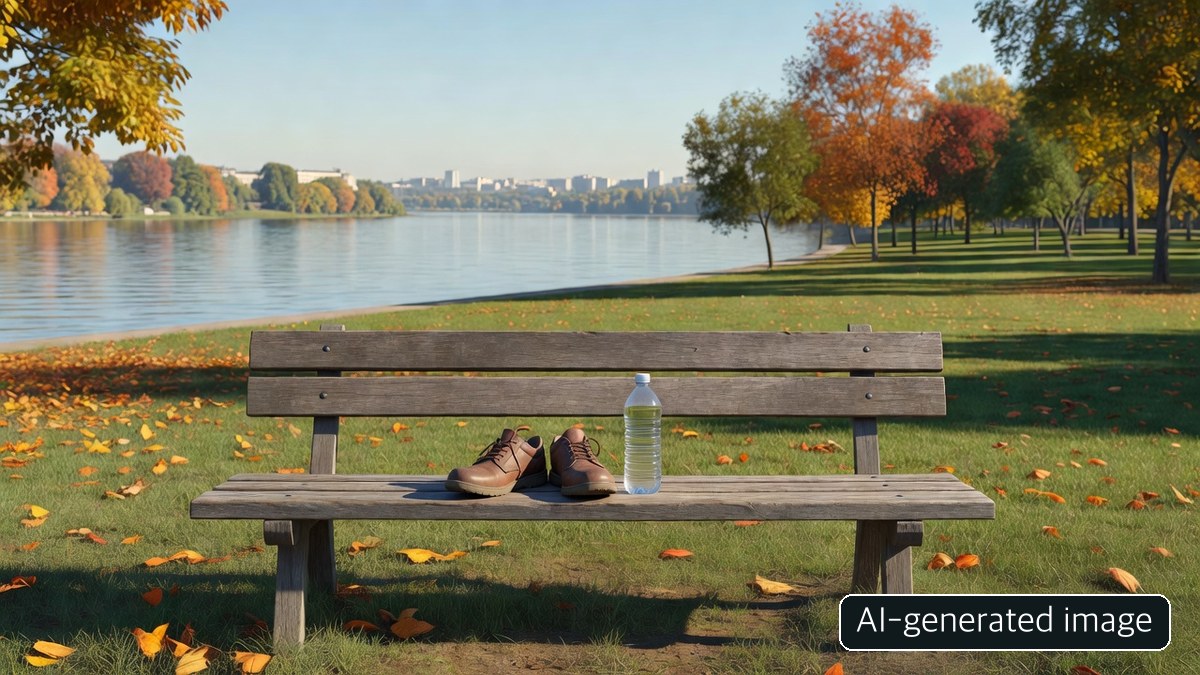 AI-generated generic riverside outing still life, not an on-site festival photograph