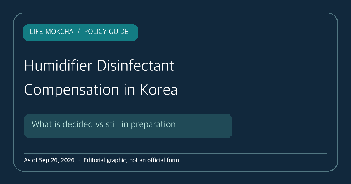 Original Life Mokcha policy graphic on Korea's October 8 humidifier-disinfectant compensation framework