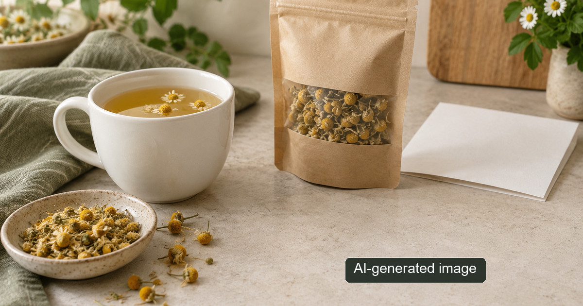 Unmarked tea pouch and cup in a generic scene, not the recalled product or packaging