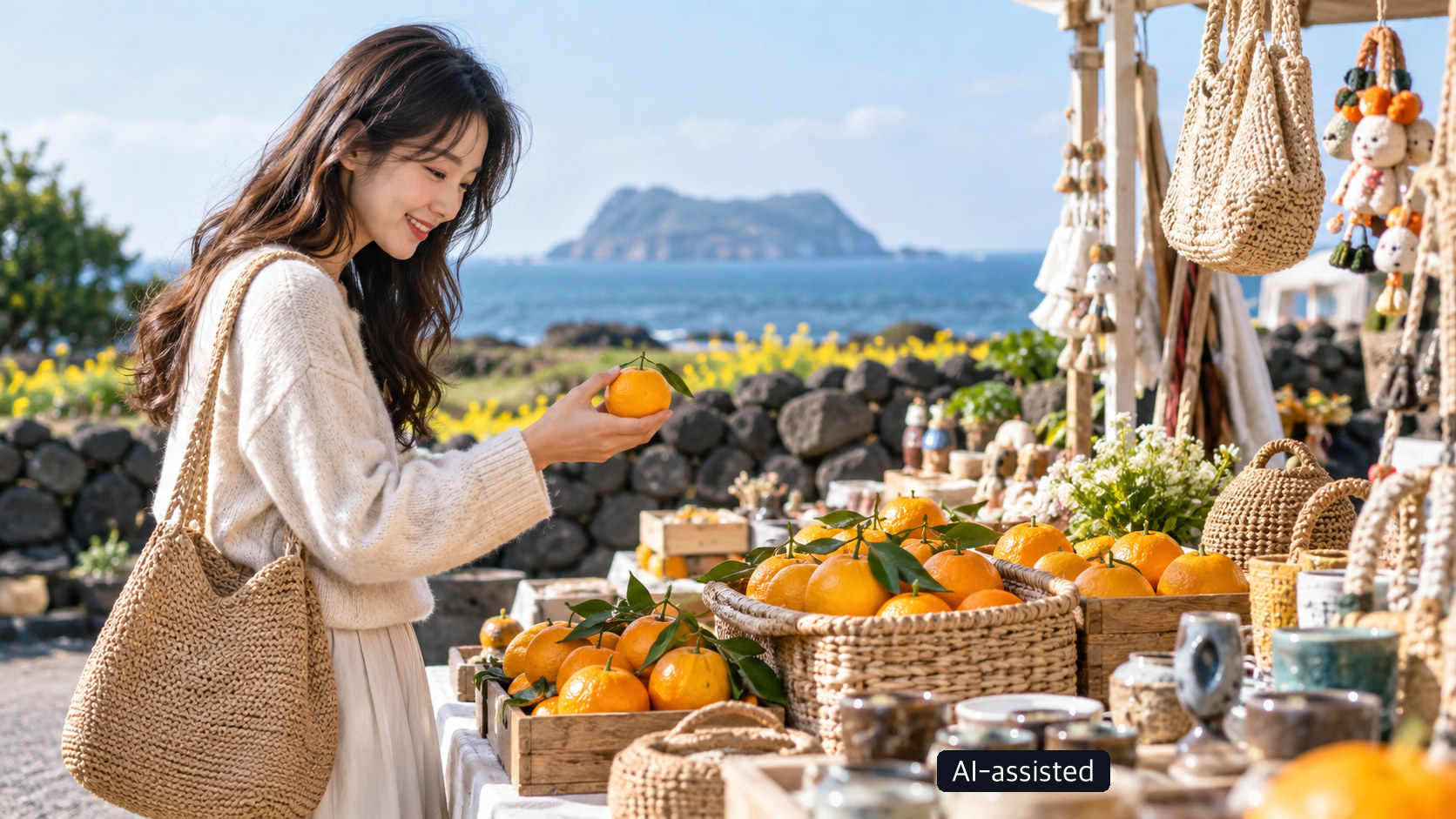 Person looking at a Jeju local product