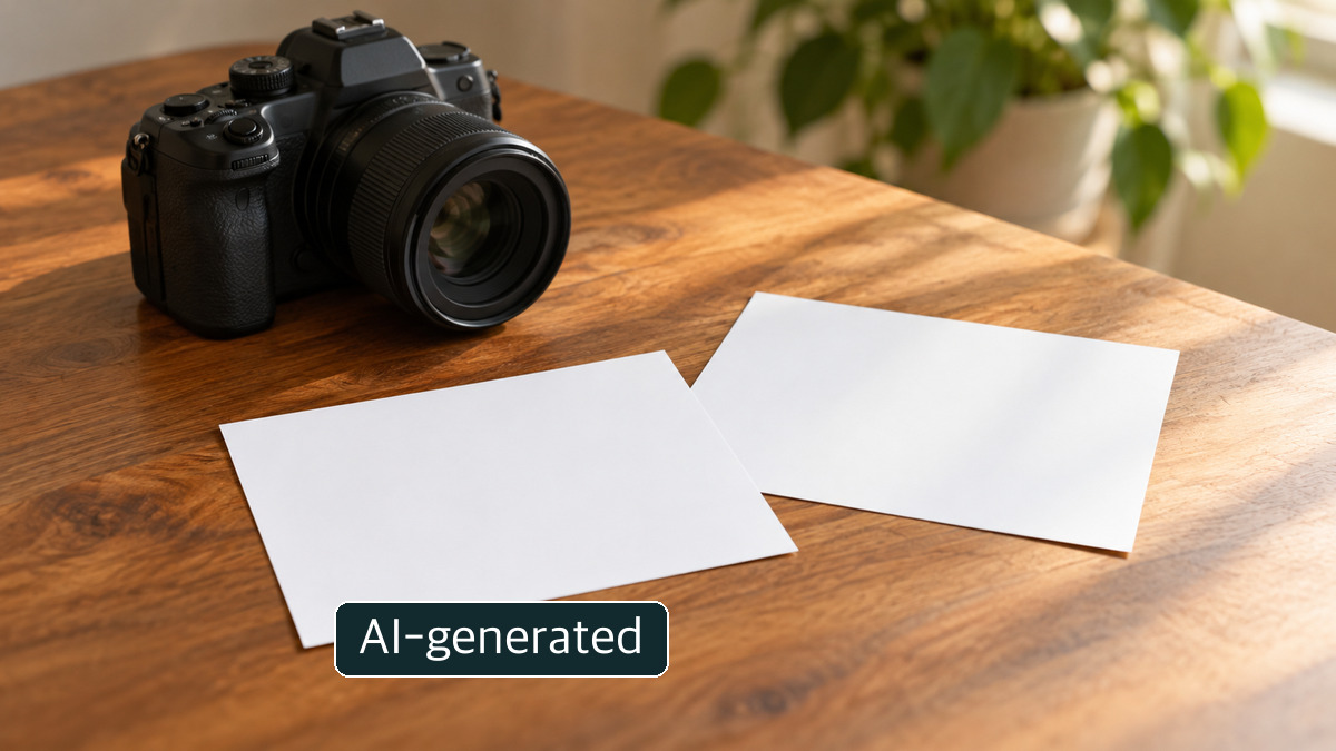 A camera and blank photo prints