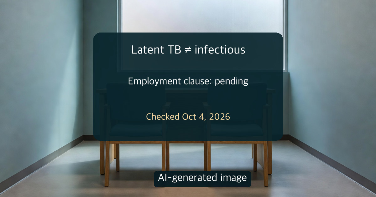 AI-generated image of an empty consultation room with a warning that the employment amendment is not yet in force