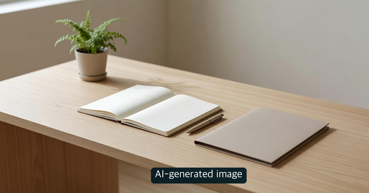 AI-generated image of a blank notebook illustrating questions to take to a clinician