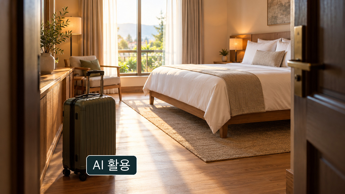 일반 숙소 객실을 표현한 개념 이미지. 실제 업소의 신고 상태를 보여주지 않습니다.
