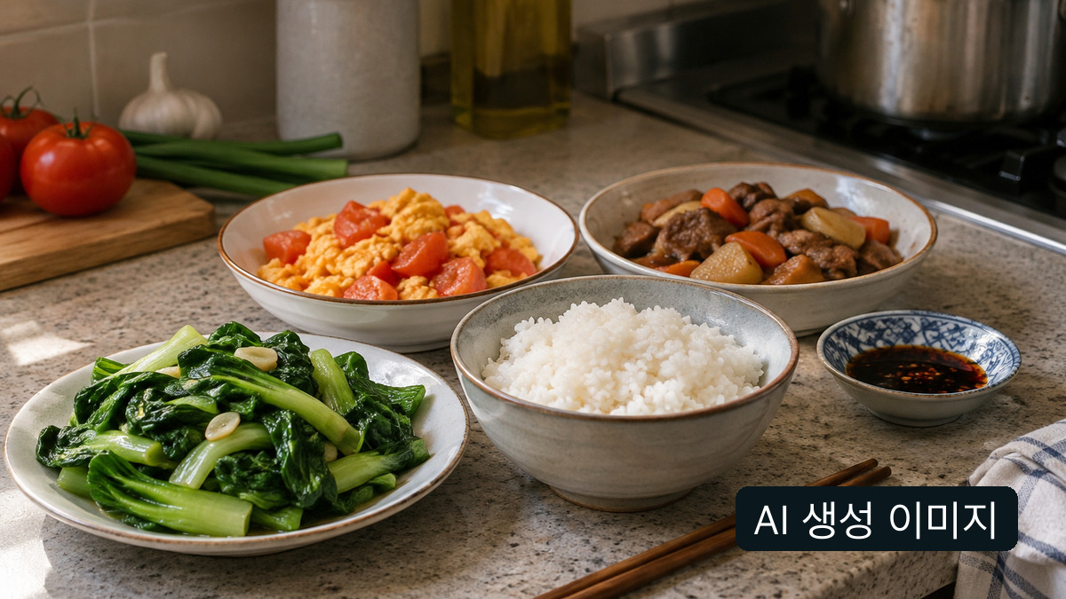 일반 식재료와 반찬의 개념 이미지. 실제 시설의 식사재료비 장부가 아님