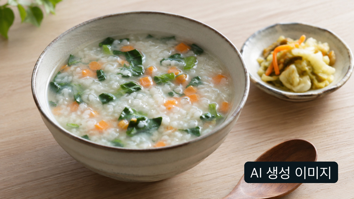 야채죽의 개념 이미지. 실제 이용자 치료식이 아님