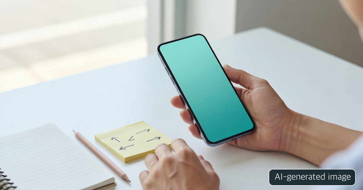 AI-generated conceptual smartphone and brainstorming notes, with no actual mobile ID screen or personal data