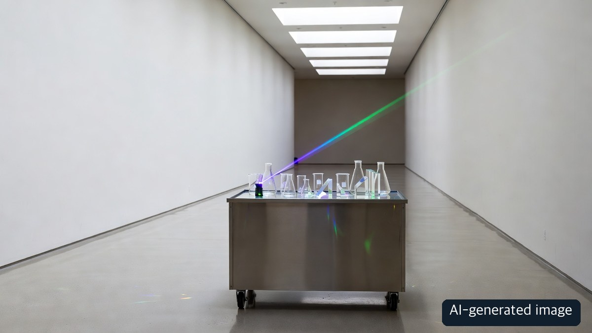 AI-generated generic mobile science cart, not a photograph of the actual museum or event