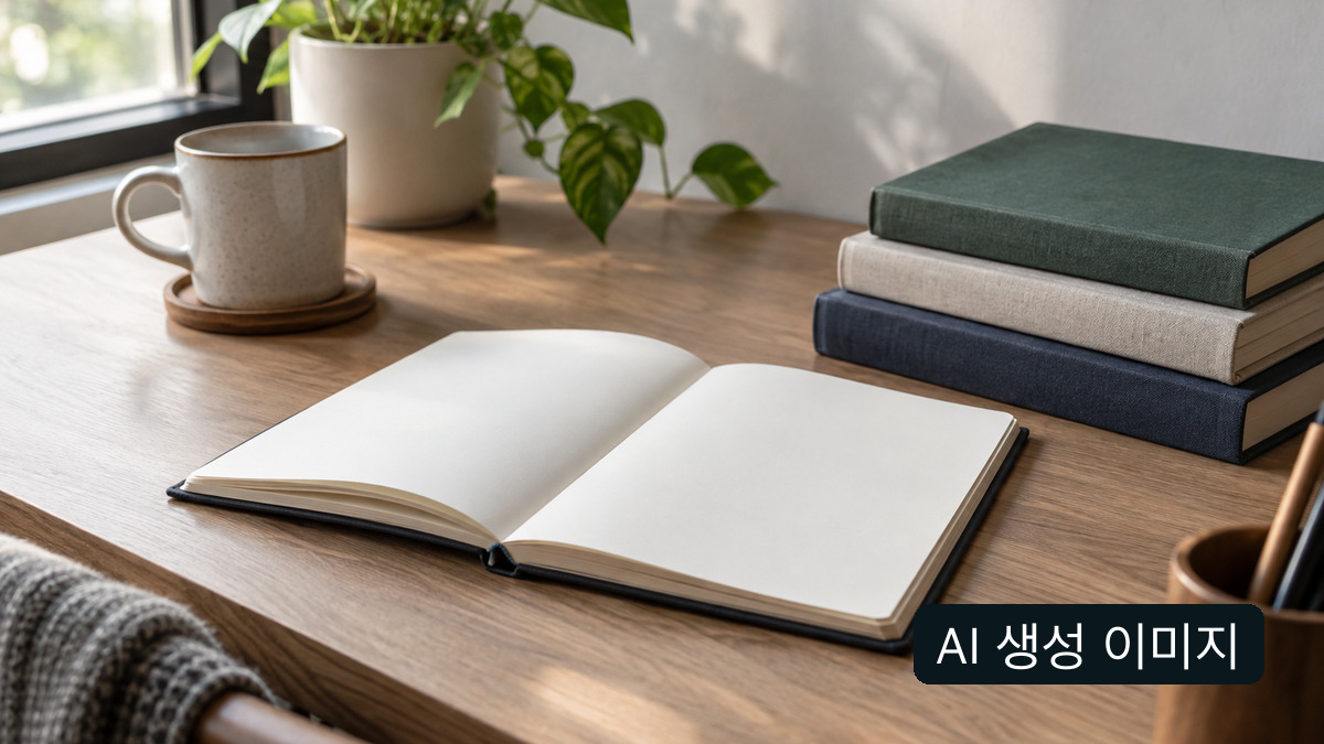 글씨 없는 노트와 책의 개념 이미지. 실제 기출문제가 아님