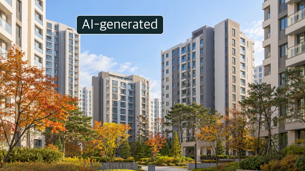 An apartment building with trees and landscaping