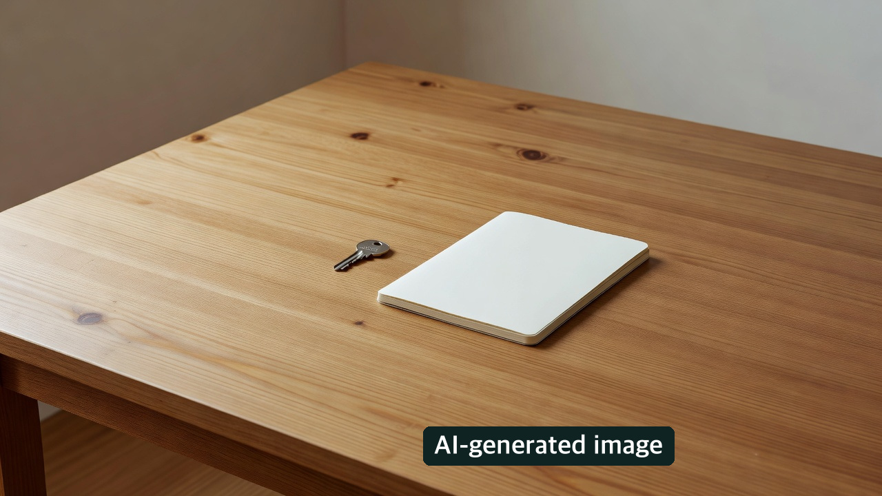 AI-generated conceptual image: a blank notebook and key; not an actual reapplication deadline, result or official document.