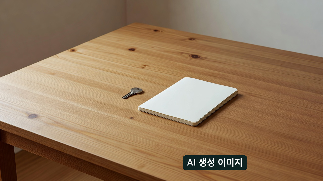 AI 생성 개념 이미지: 빈 수첩과 열쇠. 실제 재신청 기한·결과·공식 문서가 아닙니다.