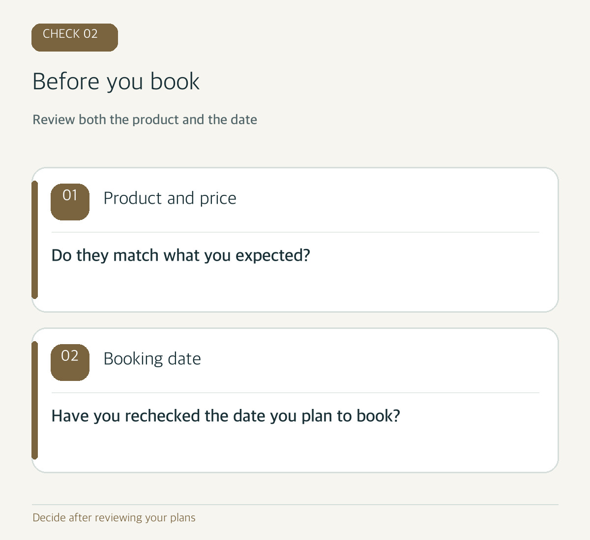 Code-drawn diagram: verify live price and booking terms