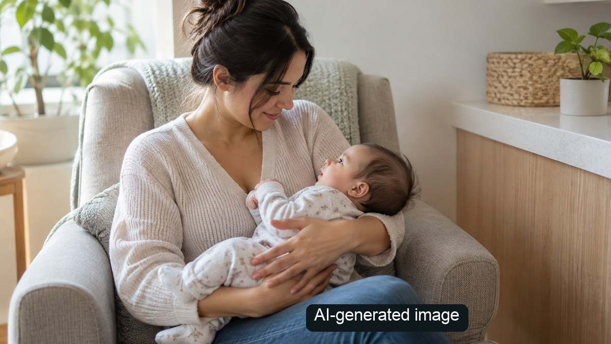 Caregiver tending to a child indoors