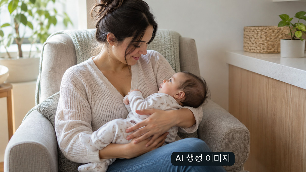 실내에서 아이를 돌보는 보호자