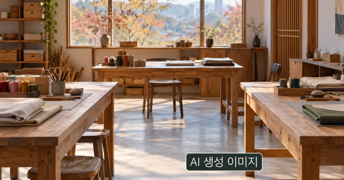 빈 공예 작업실의 AI 생성 개념 사진. 실제 세종학습관 강의실이 아닙니다.