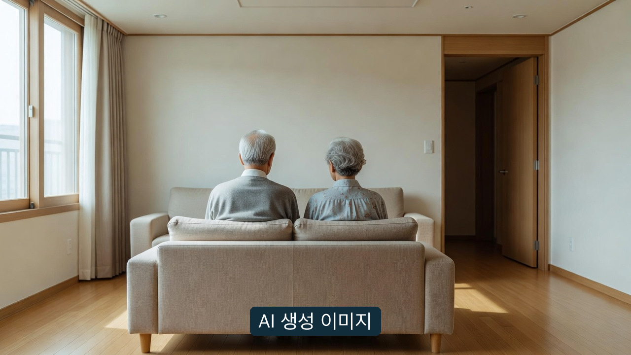 AI 생성 개념 이미지: 노인복지주택 개정안의 현재 거주·연령·서비스·시행 상태 구분. 실제 노인복지주택 시설·인물 사진이나 계속 거주 승인 증거가 아닙니다.