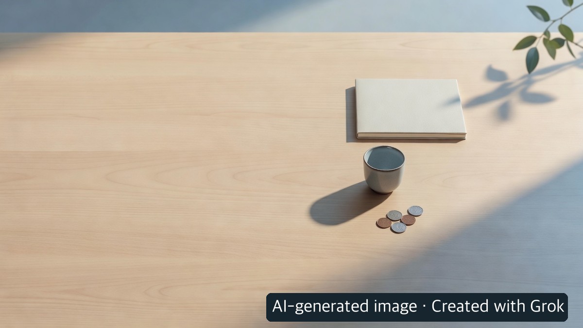 AI-generated symbolic retirement-planning still life, with an AI-generated-image label at bottom right