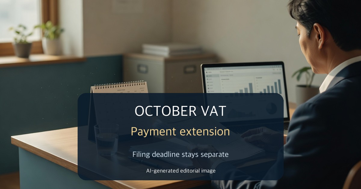 AI-generated editorial image of a business owner reviewing documents; not a photograph of a specific taxpayer or an NTS website screen